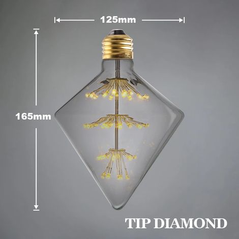 Lampes de croissance pour plantes (DOUILLE DIAMANT, E27 220V) Lampe LED Edison vintage ciel étoilé, forme de cœur, ampoules LED rétro effet feu d'artifice, non dimmables, décoration de Noël pour la ma (1/5)