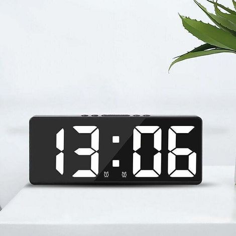 Grande Horloge Murale Numérique Intelligente APP Contrôle Heure/Date/Déclencheur Sonore et Fonction de Compte à Rebours Luminosité Continue et Alarme de Volume avec Fonction Snooze - Coque Noire Lumiè (1/3)
