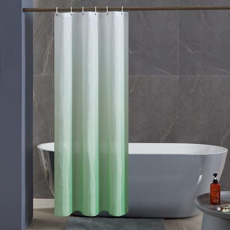 c Rideau de Douche Anti Moisissure Tissu Lavable en Machine Petit Rideaux Douche pour Camping Car Cabine de Douche Imperméable en Polyester avec 6 Crochets 90x180cm Vert Herbe Dégradé (1/5)