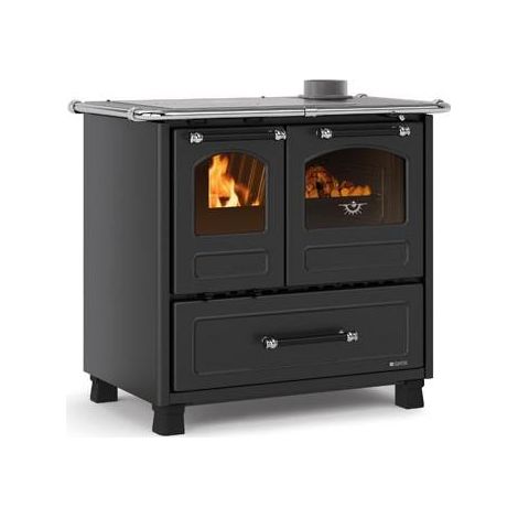 Nordica – Cuisinière à bois 7,5 kW – Capacité chauffage 215 m³ – Rendement 81% – Dimensions 96x64x85 cm – Acier émaillé et fonte vitrifiée