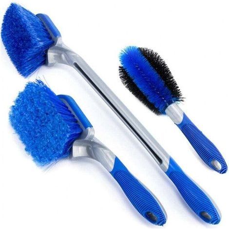 Paquet de 3 brosses de nettoyage pour camping-car, moto, brosse de nettoyage, épurateur de jante, brosse de roue de voiture, Kit de gadgets de nettoyage, ensemble de voiture (1/4)