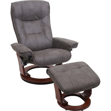 [NEUWERTIG] MCA Relaxsessel Halifax, Fernsehsessel Hocker, Stoff/Textil 130kg belastbar dunkelgrau, walnussfarben