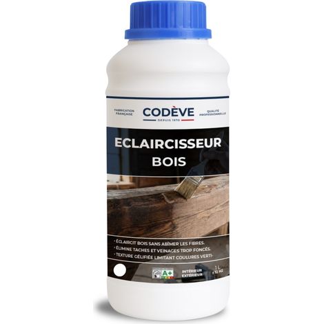 Codève Bois – Éclaircisseur bois 1 L – Dégriseur pour bois dur – Action rapide en moins de 30 mn – Prêt à l'emploi pour 12 à 14 m²
