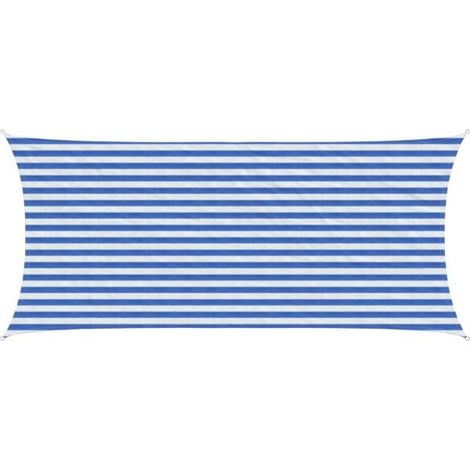 Voile d'ombrage bleue et blanche 2 x 4,5 mètres en PEHD (1/5)