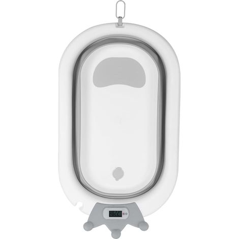 Baignoire Pliable Bébé - 1 Unité - PP+TPE - Thermomètre Intégré et Antidérapant - Nouveau-nés et Nourrissons - 86 x 43 x 18 cm Gris (1/5)