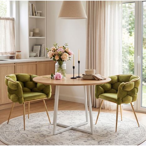 Chaise d'appoint 58x59x75 cm en métal vert olive, moderne avec accoudoirs pour salon FloraGrace (1/5)