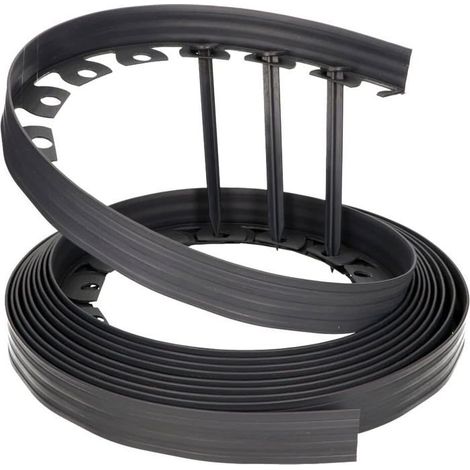 Bordure gazon flexible 10m - 5cm gris 30 piquets (1/3)