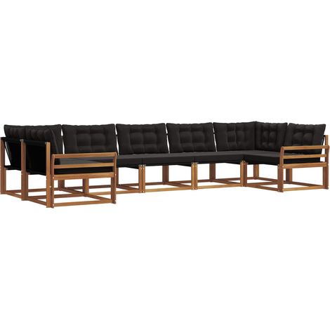 Conjunto de sofás de exterior 7 uds. Natural y negro vidaXL (1/5)