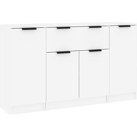 Credenza a buffet cassettiera mobile contenitore organizer cucina soggiorno salotti 3 pezzi legno ingegnerizzato bianco 020037003