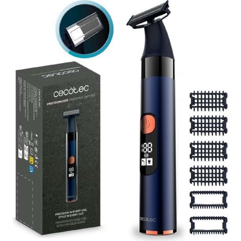 Cecotec Tondeuse à Barbe Rasoir PrecisionCare OneShave Saphire. Lames en Acier Inoxydable, 6 Peignes, Autonomie 90 min (1/5)