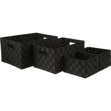 Lot de 4 Paniers de Rangement "Déco" 38cm Noir (1/5)
