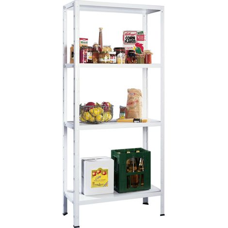 Schulte Fachbodenregal 1000x1800x400mm in sonderweiß mit 4 Böden aus Metall 65kg Fachlast
