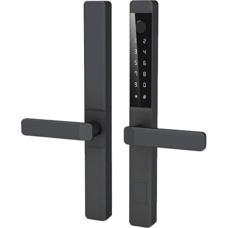 Serrure Intelligente WiFi à 85 Corps, for Porte de Patio en Aluminium, Application Smart Life, poignée d'application, Serrure numérique électronique à Empreintes digitales(No Mortise) (1/5)