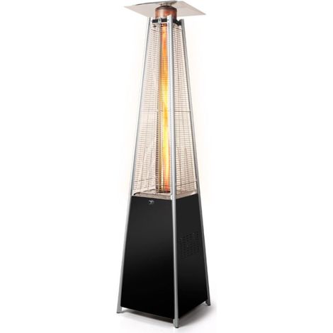 Pyramidenförmiger Terrassenofen Orbegozo für Butan-Propangas im Freien. Schwarze Ausführung. Leistung 13000W. Höhe 2,21 m.