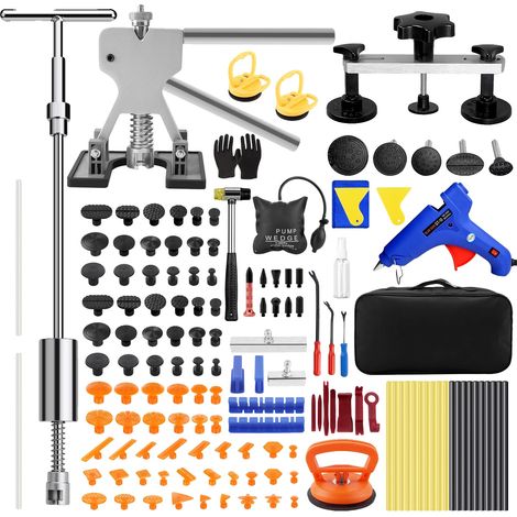 Kit d'outils de réparation de bosses, en acier inoxydable et plastique durable, compatibilité universelle, conception de tirette en T, colle résistante à haute température, efficace pour les bosses et (1/5)
