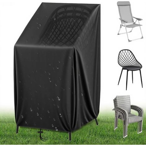 1 Housse Chaise Jardin, 116x90x65cm, Tissu Oxford 210D, Imperméable, Anti-UV, Pour Chaises Empilables (1/5)