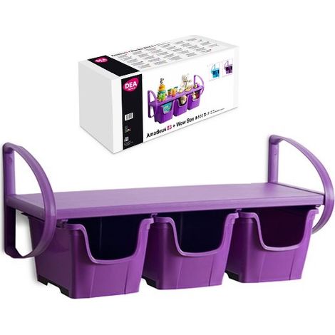 Mensola da parete viola per cameretta bambini asilo 3 box scorrevoli 81 x 33 x 36 cm Dea Home (1/2)