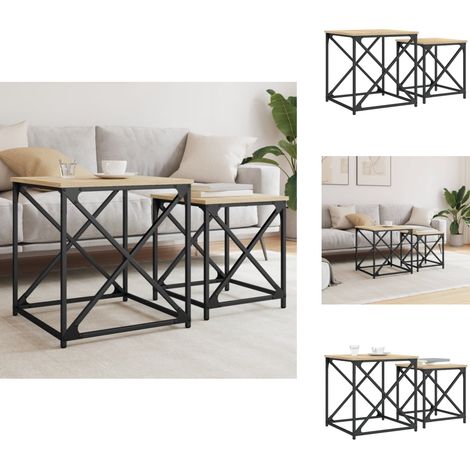 The Living Store Tables basses gigognes 2 pcs chêne sonoma bois d'ingénierie - Meubles d'appoint (1/5)