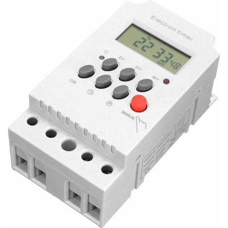 AC 220V 25A minuterie programmable numrique Rail Din minuterie lectronique contrleur de commutateur de temps avec horloge d\'affichage LCD - blanche - blanche (1/4)
