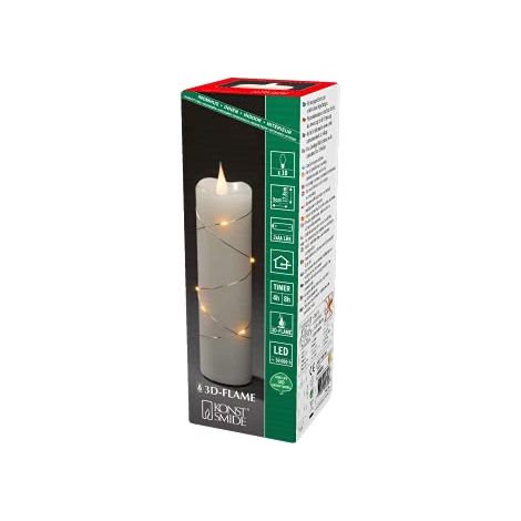 Konstsmide Candele a batteria senza fiamma sottili / 3D Living Light/funzionamento a batteria tremolante fiamma mobile/vera cera d'avorio/micro luci fatate, funzione timer 4 o 8 ore, 17,8 x 5 cm (1/4)
