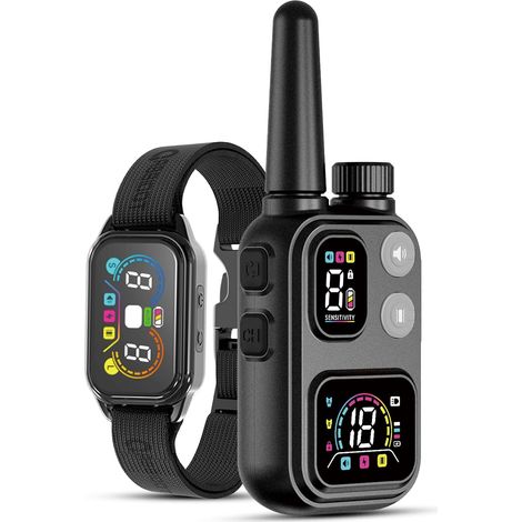 2-en-1 Collier De Dressage pour Chien - 8 Sensibilité Collier Anti Aboiement, Portée De 1500m, 4 Modes, Étanche, Rechargeable, Lumière, Verrouillage De Sécurité (Noir) (1/5)