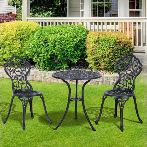 CHICFURN Conjunto de jardín para 2 personas de aluminio negro 60x60 cm para balcón y terraza (1/5)