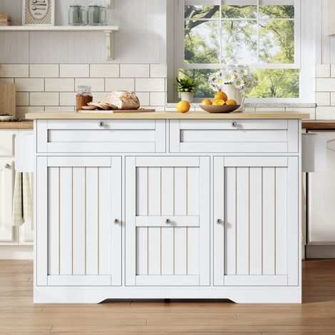 Îlot de cuisine mobile 120×45(70)×92 cm – Style vintage – Plateau rabattable – Multirangements (1/5)