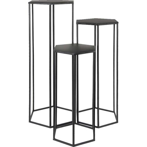 The Home Deco Factory – Sellette gigogne en métal noir – 3 niveaux – Porte-plantes décoratif pour intérieur – Design moderne et épuré