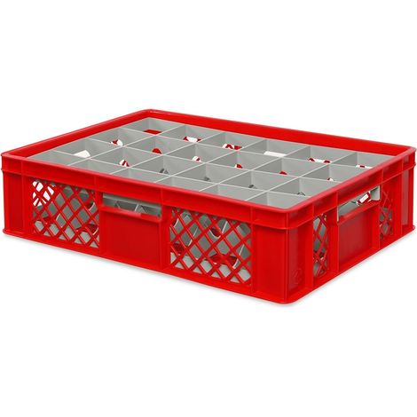 BRB Gläserkiste 600x400 mm für 15, 24, 33 oder 40 Gläser, farbig (Rot, für 24 Gläser Ø 87 mm, Glashöhe max 122 mm) (1/2)