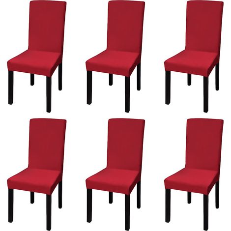 Funda para silla elástica recta 6 unidades burdeos vidaXL