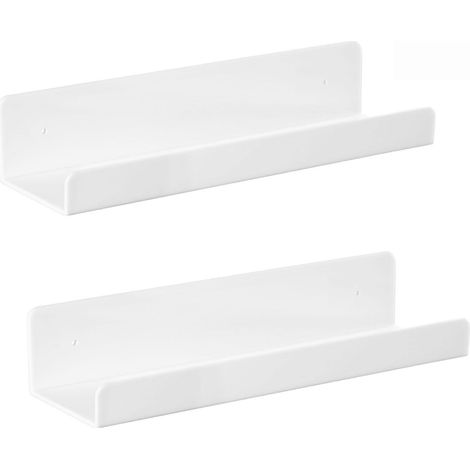 Étagère murale flottante en chêne massif, étagères créatives en forme de U pour chambre et salle de bain (lot de 2). (1/4)