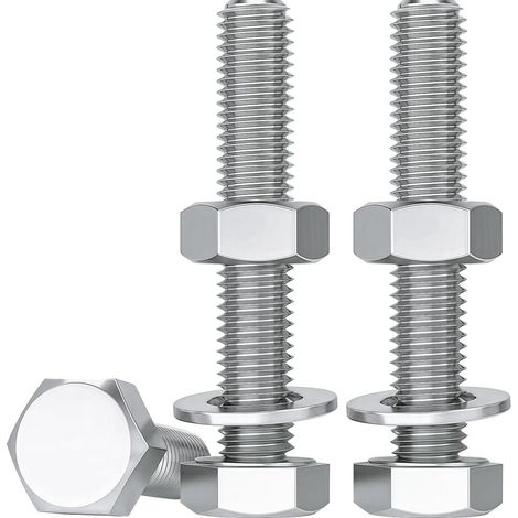 Vis M8 Boulons Et écrous, 10 Pièces M8 X 50mm Boulons à Six Pans Avec écrous et Rondelles Assortiment Acier Inoxydable A2 V2A Vis Inox Set DIN 933 / DIN 934 / DIN 125 (1/5)
