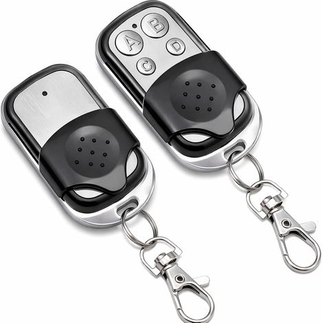Télécommande Portail Universelle 433,92 MHz Code Fixe, Duplicateur Porte Garage Piles Incluses Boîtier Aluminium Anti-Déclenchement Mousqueton, pour Portail Électrique Éclairage Alarme (1/5)