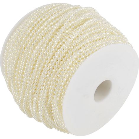 Guirlande de perles en fil de fer imitation perle, 100 m/rouleau, 2,5 mm (beige), pour décoration de mariage DIY