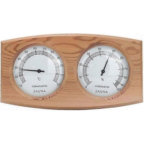 Saunathermometer und Hygrometer aus Holz, 2-in-1 zur Überwachung von Temperatur und Luftfeuchtigkeit, robustes Zubehör für Dampfbäder. (1/5)