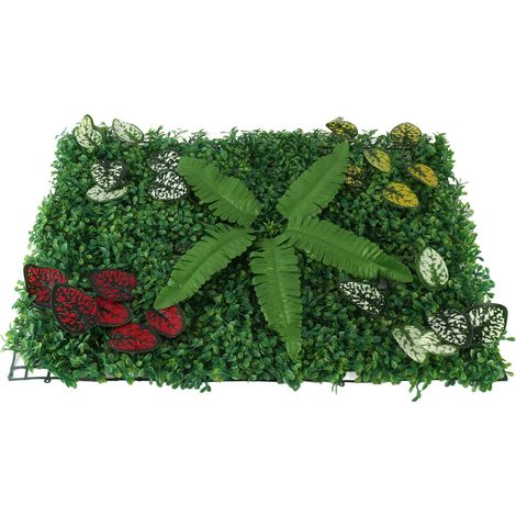 Panneau de Mur en Plantes Artificielles, Herbe pour Décor Mural Intérieur Extérieur, Verdure, Type 1 (1/5)