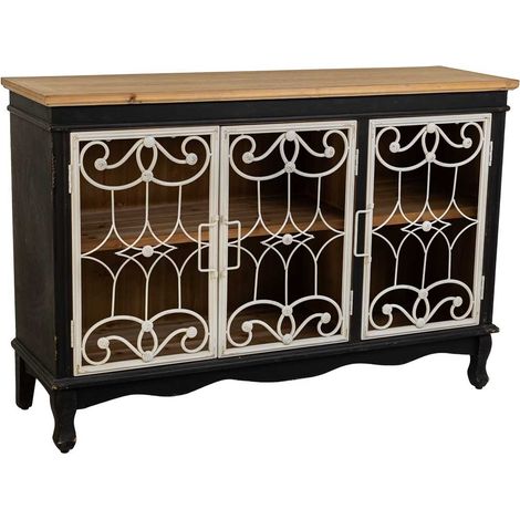Aparador de madera y metal negro 120x36x80.5