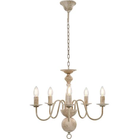 vidaXL Lustre Blanc antique 5 ampoules E14 (1/5)