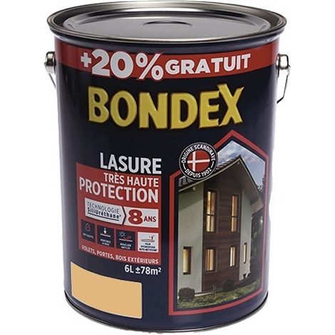 Lasure Très Haute Protection Siliuréthane 8 ans BONDEX Chêne naturel 6 L (1/3)