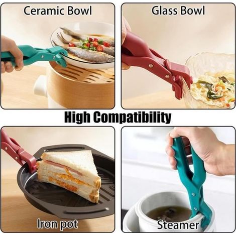 Pince Cuisine - Silicone Anti-brûlure - Pour Bols Assiettes Casseroles - Usage Unique Main - 1 Pièce (1/4)