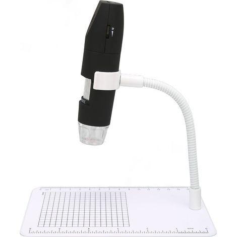 Microscope numérique sans fil mini portable avec caméra HD et 8 LED, compatible WiFi et USB pour smartphones et tablettes (noir) (1/5)