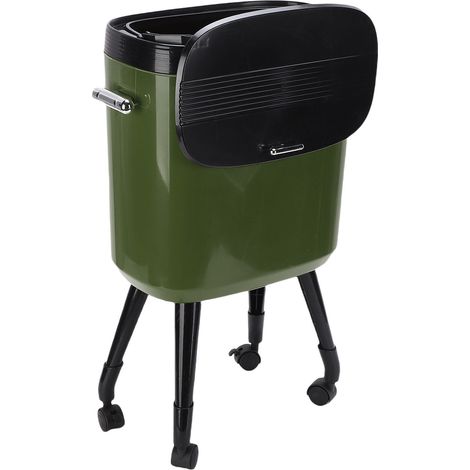 Hoher Mülleimer mit Rollen, 15 l Fassungsvermögen, schmaler Abfalleimer für Küche, Bad, Wohnzimmer, Büro, Grün (1/5)