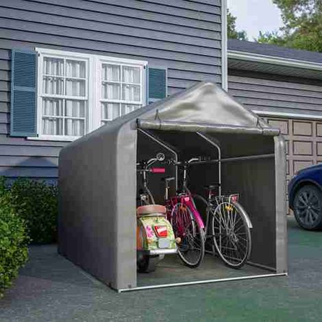 BIRCHTREE 2.2M1.6M Garden Waterproof Anti-UV Bike Storage Tent Bicycle Motorcycle Shed Shelter Outdoor Backyard Steel Frame Zipper Door Large Grey (1/5)