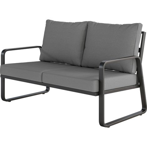 Canapé de Jardin 2 Places avec Coussins Épais, Housses Amovibles et Accoudoirs Modernes, 121x69x69cm, Gris Clair (1/5)