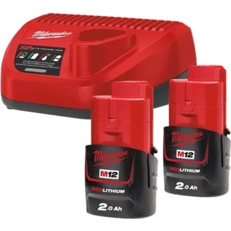 MILWAUKEE 12V Starterset M12 NRG-202 2 Akkus 12V 2,0AH + Ladegerät C12C (1/3)