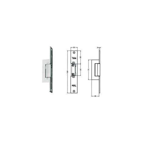 INCONTRO ELETTRICO SIMMETRICO REVERSIBILE CON FERMO 67F0  cm.16 acciaio finitura grigio (Y67F0504)    YALE