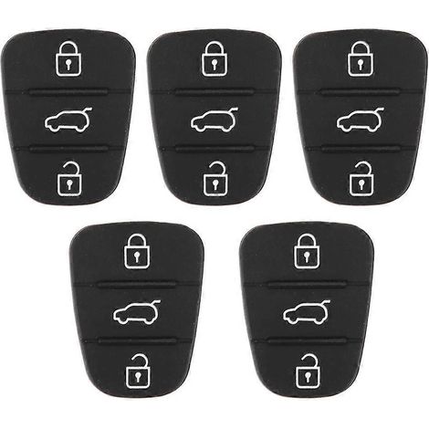 Lot de 5 coques de clé de rechange en caoutchouc pour 3 boutons, compatibles avec Hyundai et Kia (sans lettre). (1/4)
