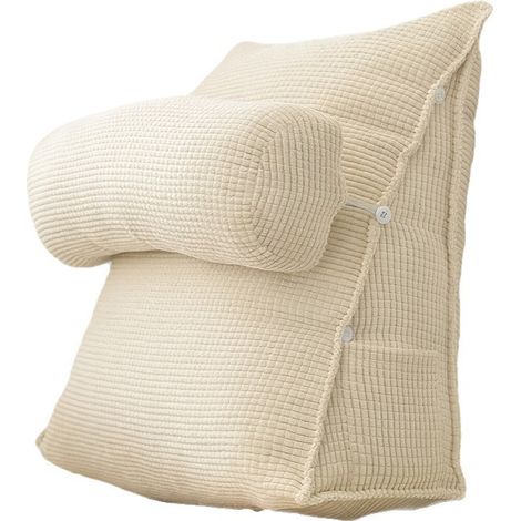 Coussin de soutien réglable, beige, coton et lin, soutien lombaire, confort optimal 50x60x20cm (appui-tête) (1/3)