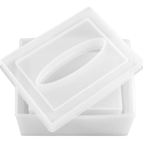 1ensemble Moule Silicone pour Boîte de Rangement Époxy Moule de Coulée pour Boîte à Mouchoirs DIY Organisateur de Tissus Compact et Facile à Démouler (1/5)