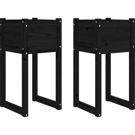 Maison Exclusive - Pflanzkübel 2 Stk. Schwarz 40x40x81 cm Massivh (1/5)